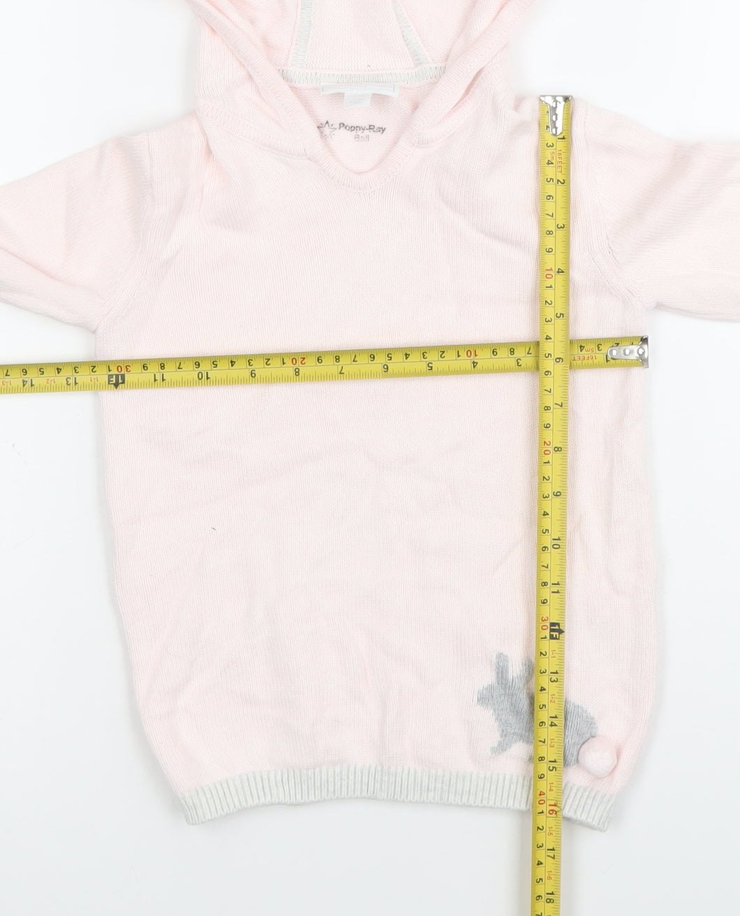 The Little White Company Girls Pink Bunny Hooded Cotton Jumper 5 Years