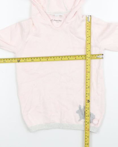 The Little White Company Girls Pink Bunny Hooded Cotton Jumper 5 Years