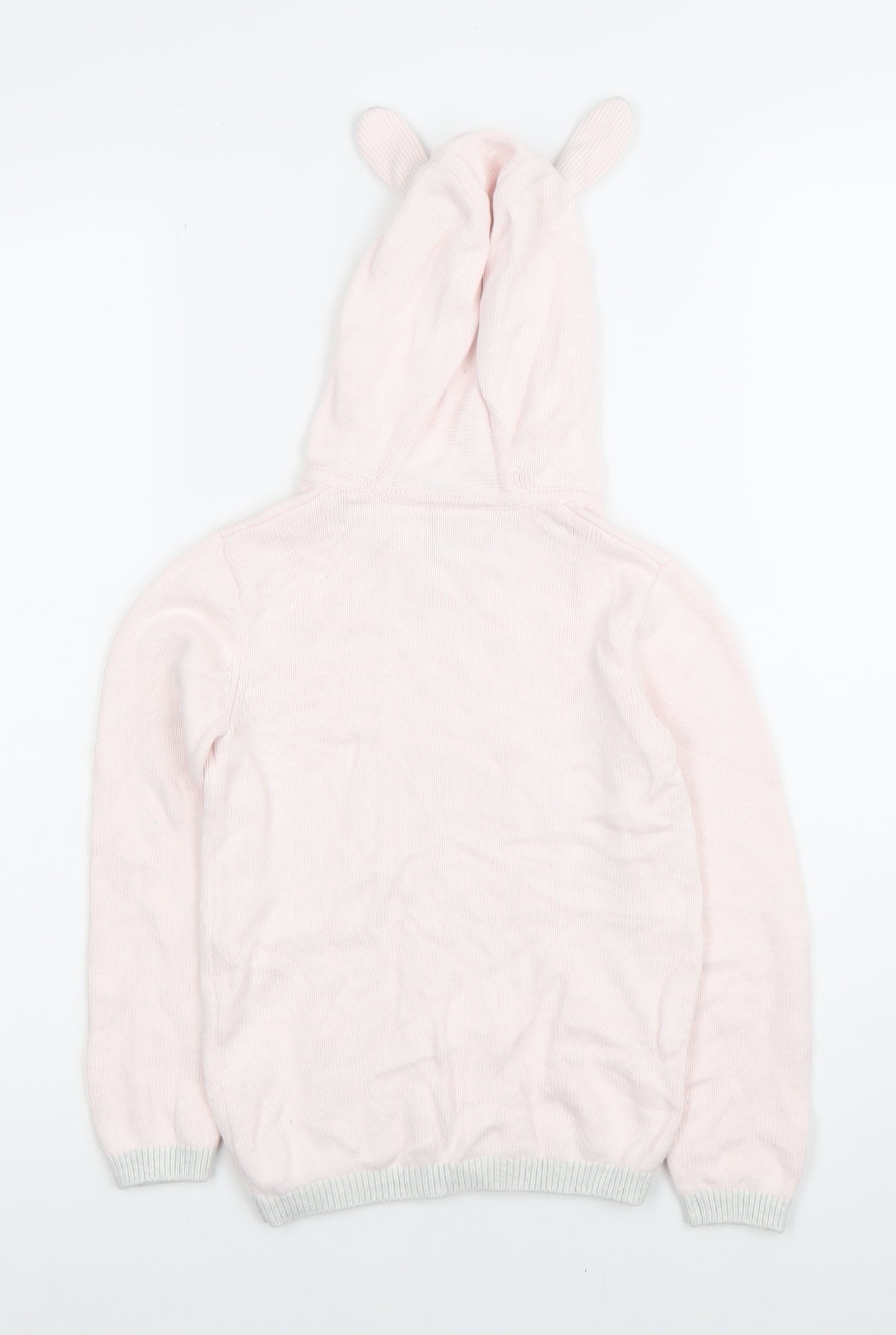 The Little White Company Girls Pink Bunny Hooded Cotton Jumper 5 Years