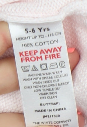 The Little White Company Girls Pink Bunny Hooded Cotton Jumper 5 Years