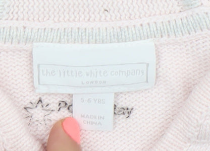The Little White Company Girls Pink Bunny Hooded Cotton Jumper 5 Years