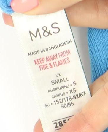 Marks and Spencer Women’s Blue Full Zip Hoodie XS Cotton Blend