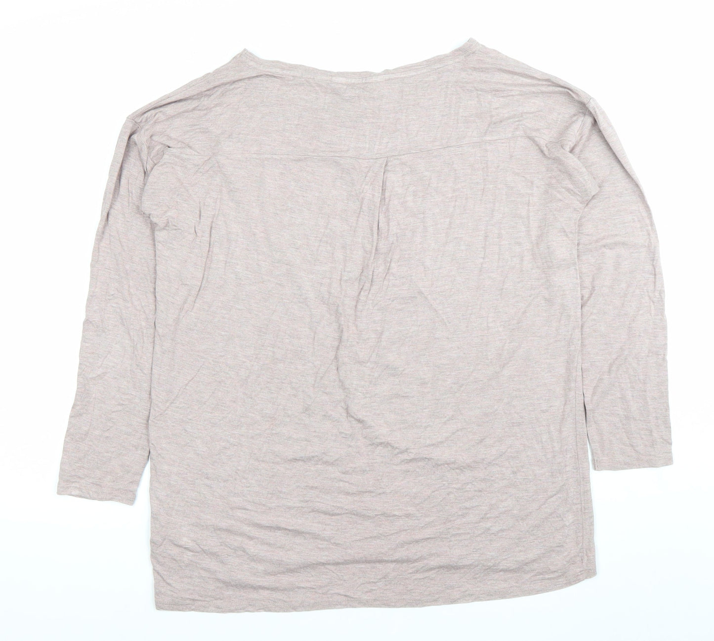 Arabella & Addison Womens Beige M Basic 3/4 Sleeve Jersey Top