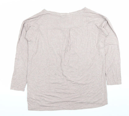 Arabella & Addison Womens Beige M Basic 3/4 Sleeve Jersey Top
