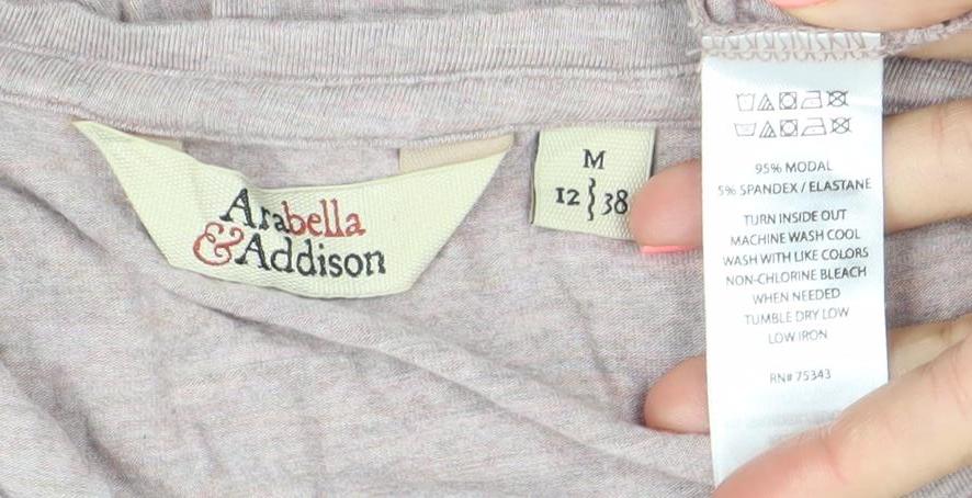 Arabella & Addison Womens Beige M Basic 3/4 Sleeve Jersey Top