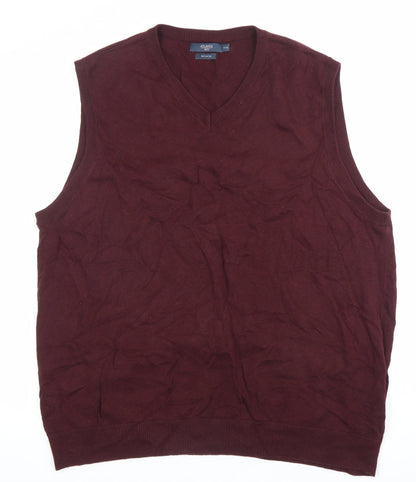 Atlantic Bay Men's Red 2XL Cotton V-Neck Sleeveless Vest Jumper