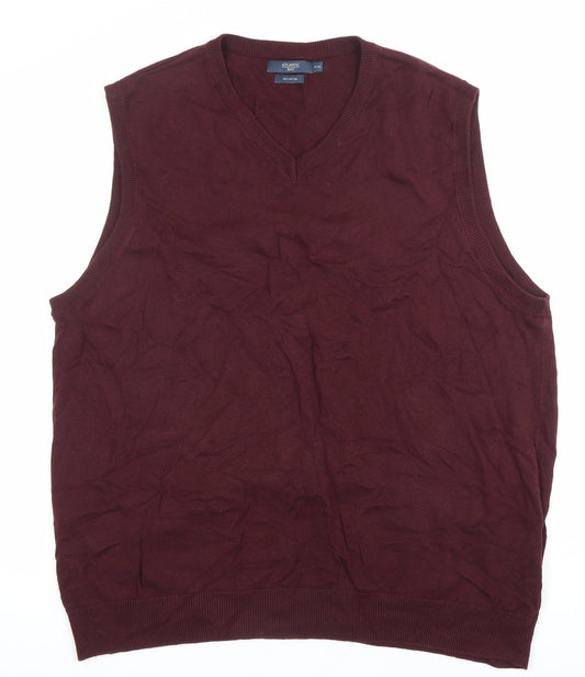 Atlantic Bay Men's Red 2XL Cotton V-Neck Sleeveless Vest Jumper