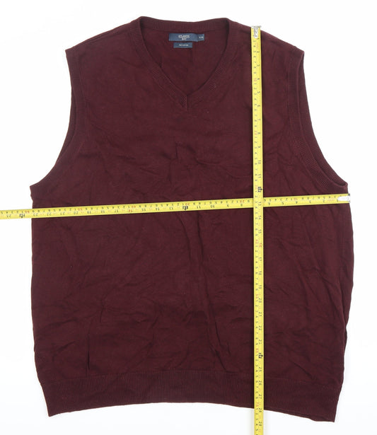 Atlantic Bay Men's Red 2XL Cotton V-Neck Sleeveless Vest Jumper