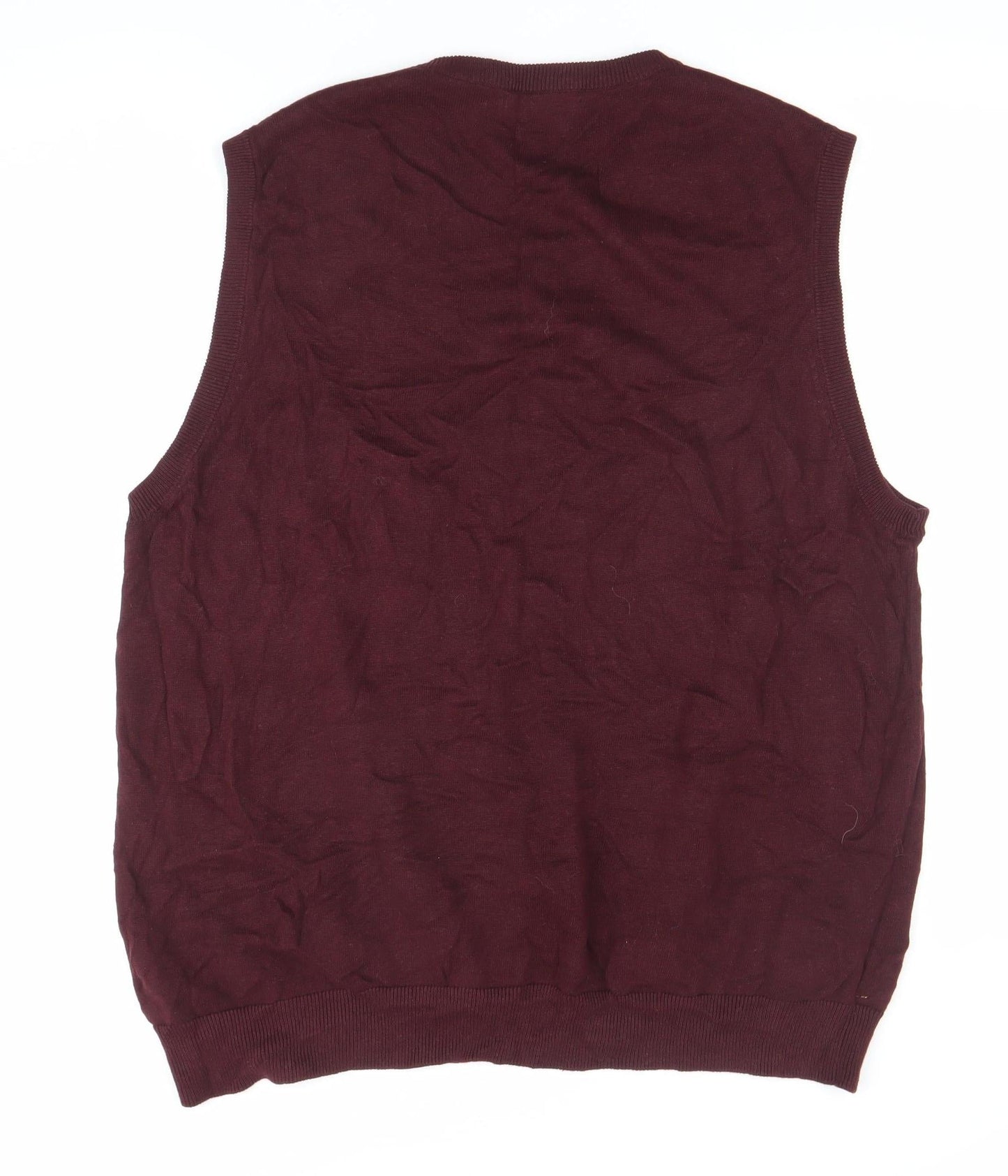 Atlantic Bay Men's Red 2XL Cotton V-Neck Sleeveless Vest Jumper