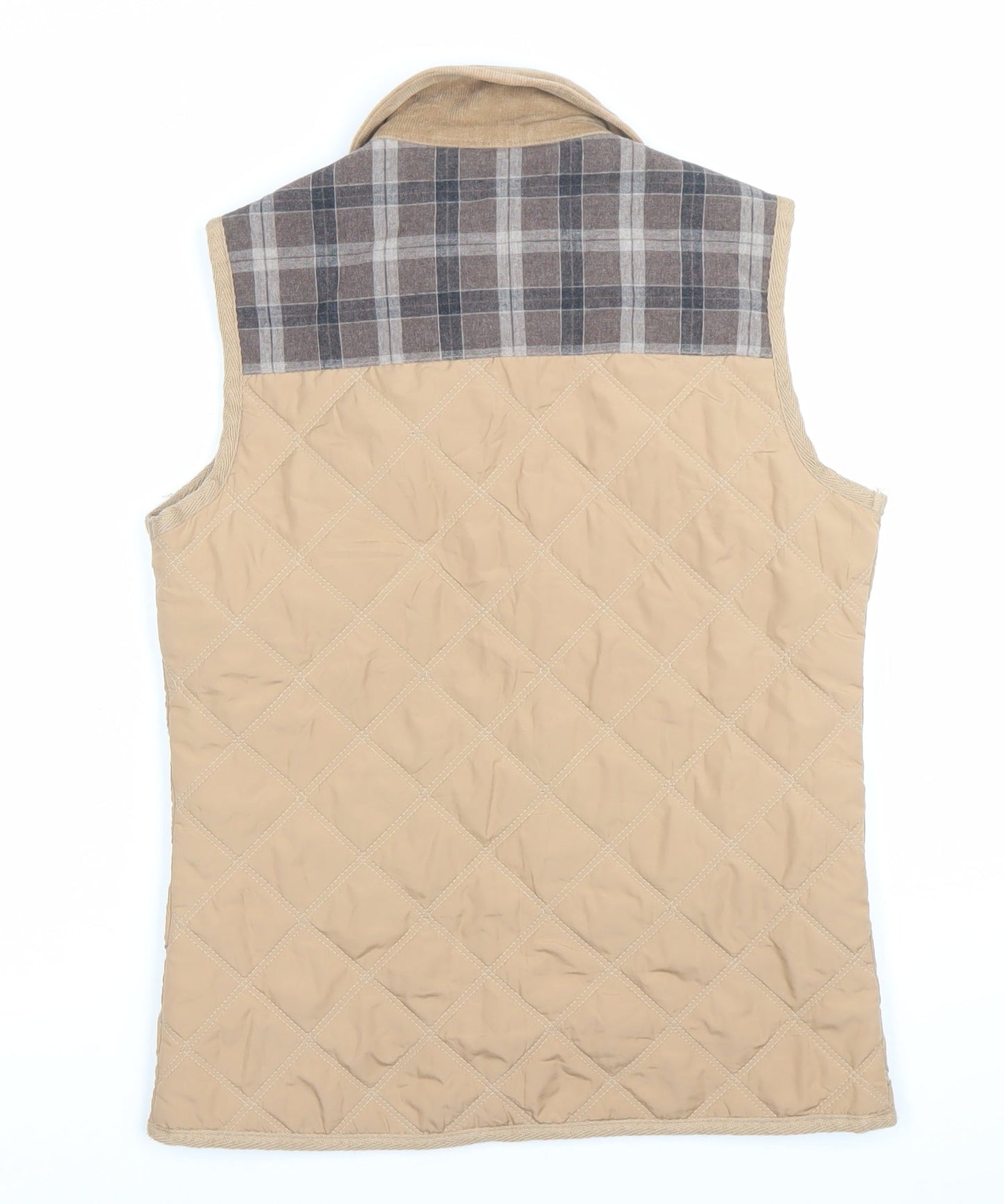Denim Co Women’s Beige Quilted Waistcoat Size 8 Casual