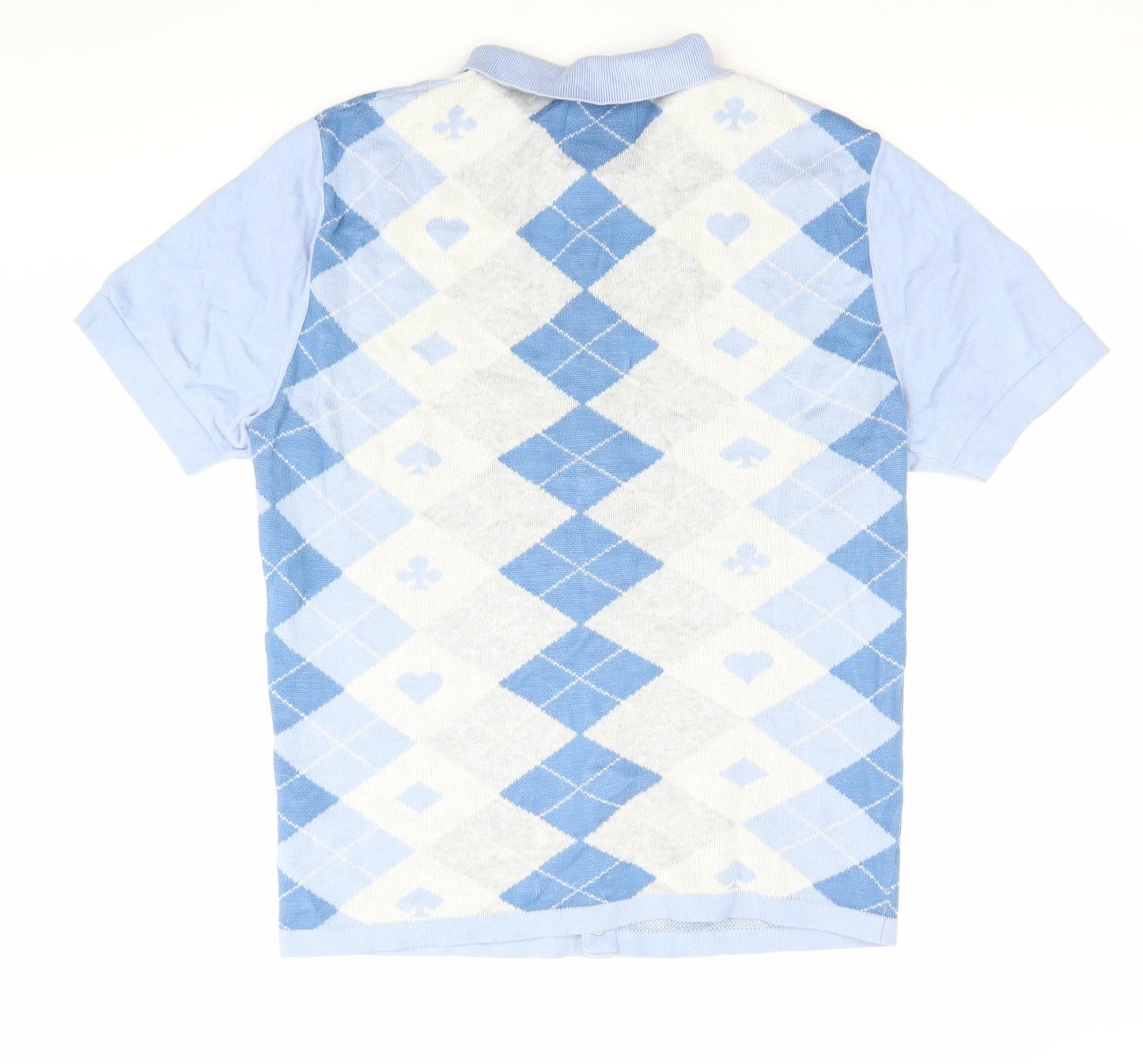 Percival Men’s Blue Argyle Polo Shirt M Cotton Short Sleeve