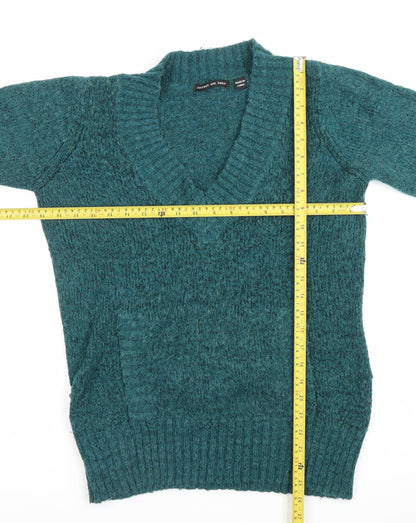 Jeffrey and Paula Womens Green V-Neck Long Sleeve Pullover Jumper Size 12