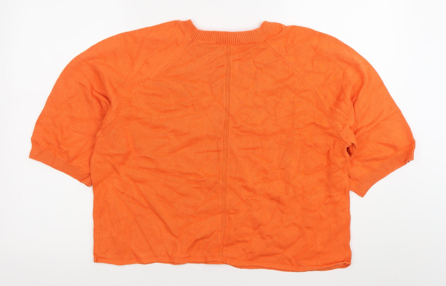 Oui Womens Orange Cotton Crew Neck Pullover Jumper Size 12