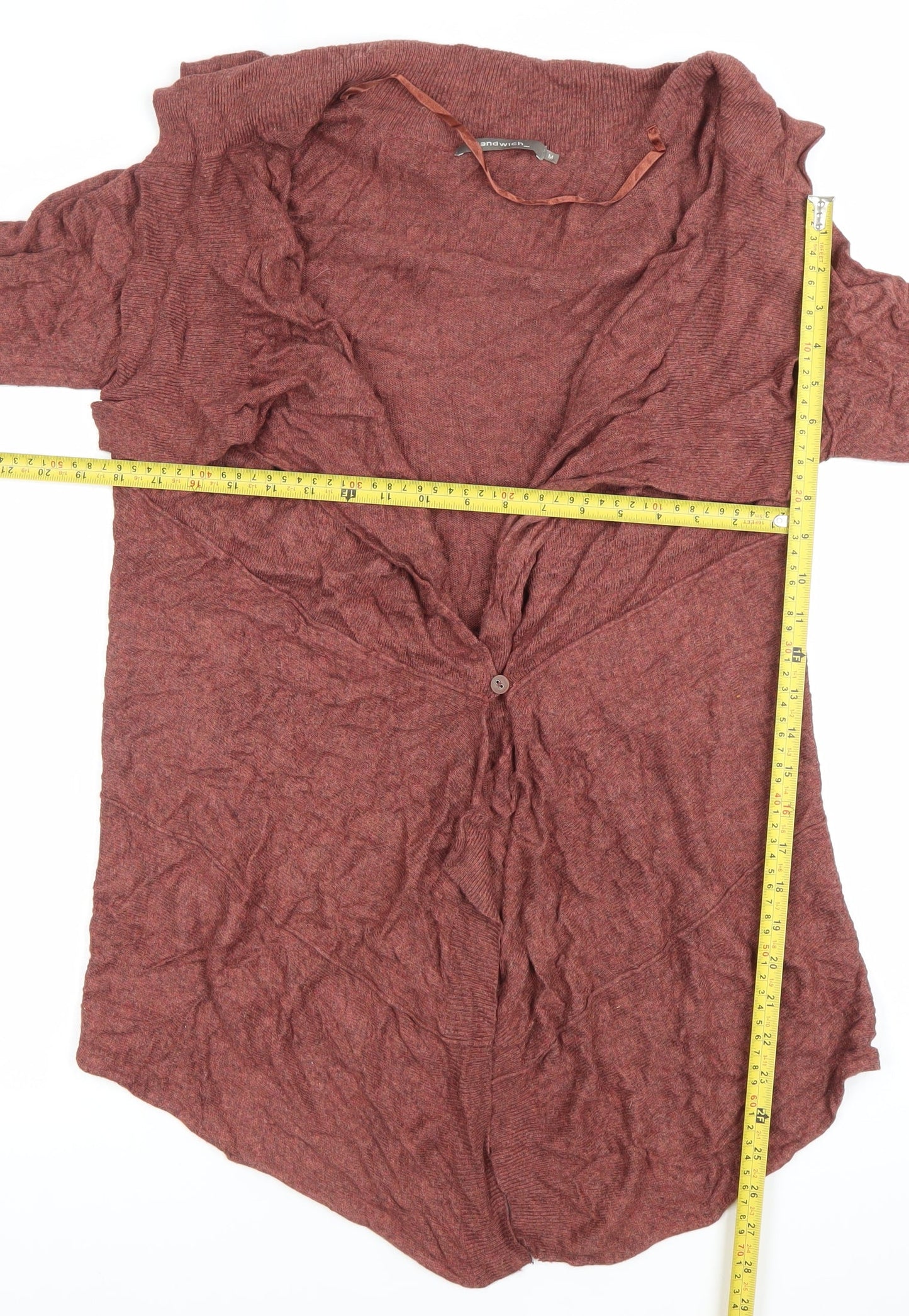 Sandwich Womens Brown V-Neck Long Sleeve Knit Cardigan Size M