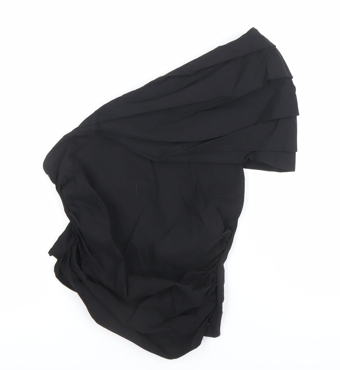 Zara Women Black One Shoulder Ruffle Blouse Size 8 Slim Fit