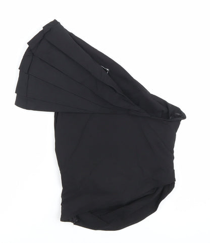 Zara Women Black One Shoulder Ruffle Blouse Size 8 Slim Fit