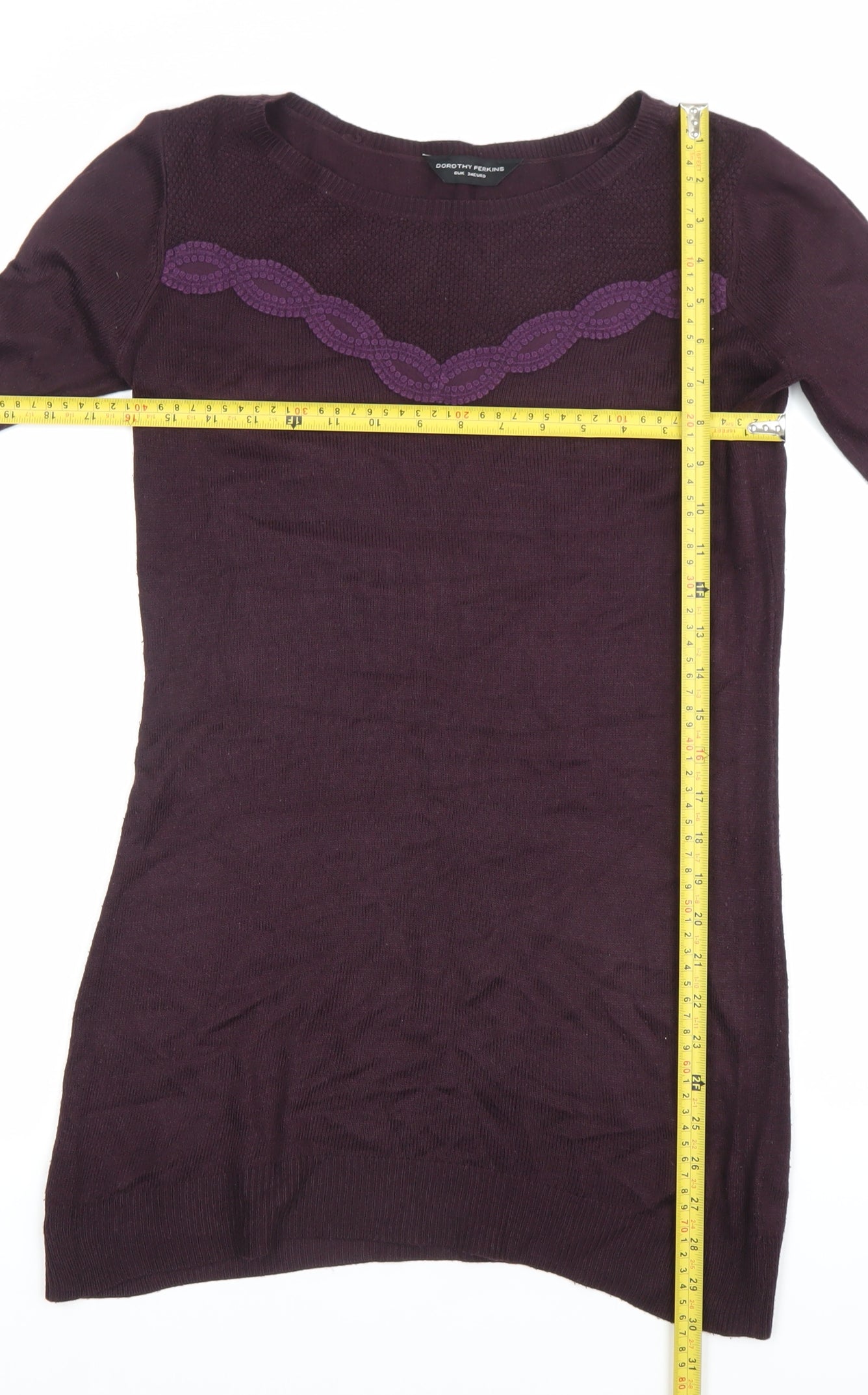 Dorothy Perkins Womens Purple Size 6 Tunic Jumper Long Sleeve Crew Neck