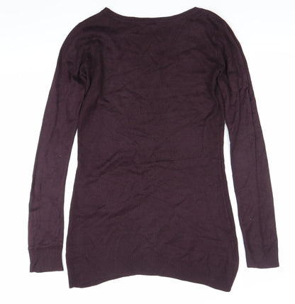 Dorothy Perkins Womens Purple Size 6 Tunic Jumper Long Sleeve Crew Neck