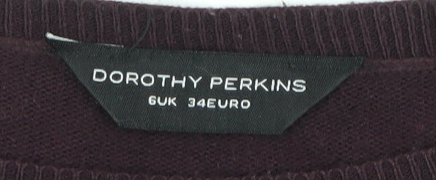 Dorothy Perkins Womens Purple Size 6 Tunic Jumper Long Sleeve Crew Neck