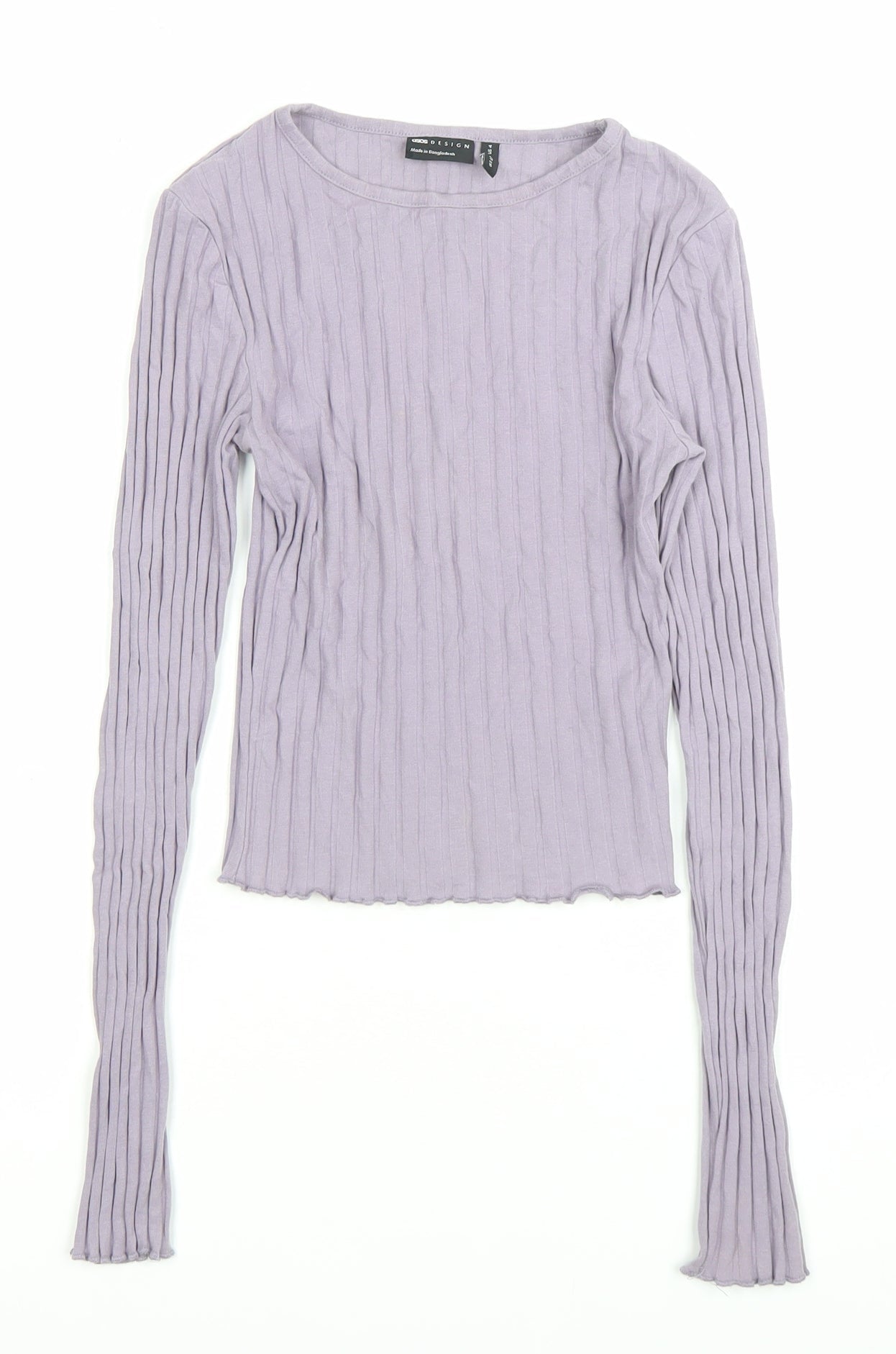 ASOS DESIGN Women’s Purple Long Sleeve Slim Fit Crew Neck Top Size 8