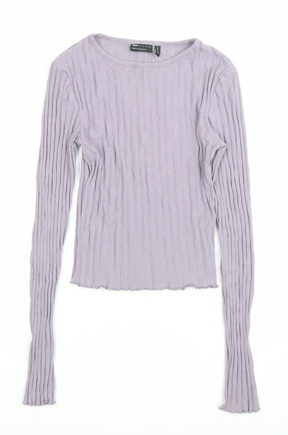 ASOS DESIGN Women’s Purple Long Sleeve Slim Fit Crew Neck Top Size 8