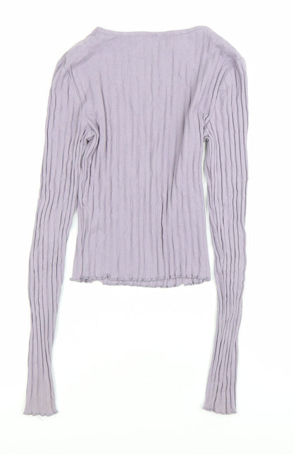 ASOS DESIGN Women’s Purple Long Sleeve Slim Fit Crew Neck Top Size 8