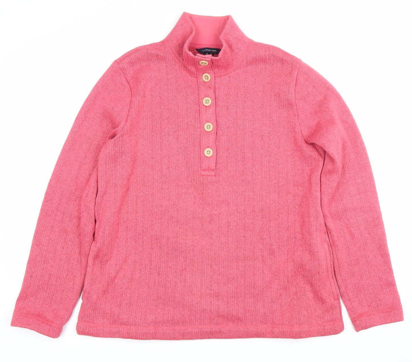 Womens UK Size M Lands' End Pink Henley Sweatshirt