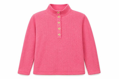 Womens UK Size M Lands' End Pink Henley Sweatshirt