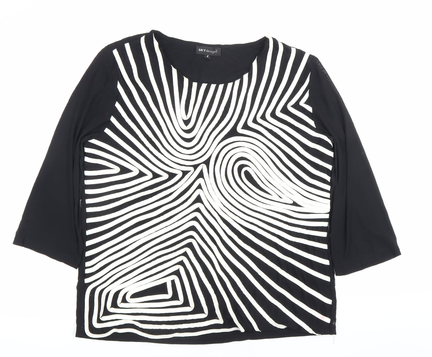 Sky Designs Women’s Black Striped Tunic Blouse Size 4 Polyester