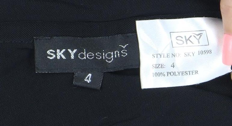 Sky Designs Women’s Black Striped Tunic Blouse Size 4 Polyester