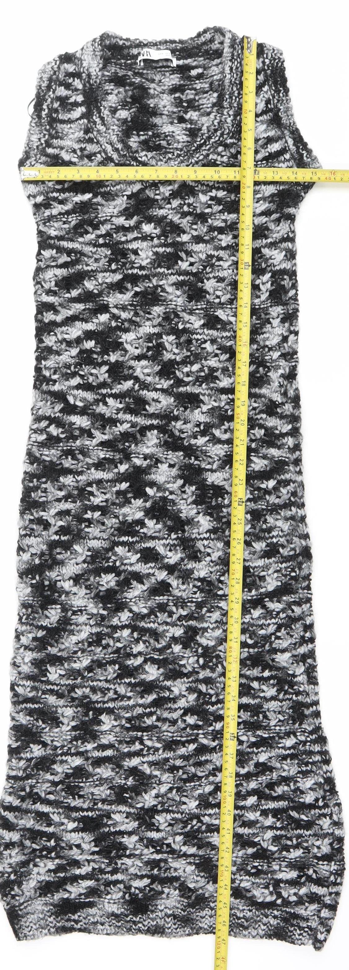 Zara Women’s Black Grey Knit Bodycon Dress Size 8 Sleeveless