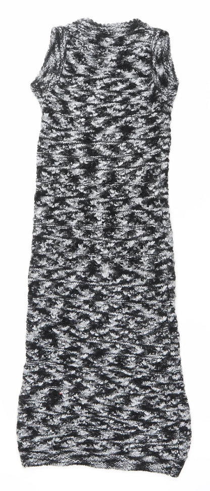 Zara Women’s Black Grey Knit Bodycon Dress Size 8 Sleeveless