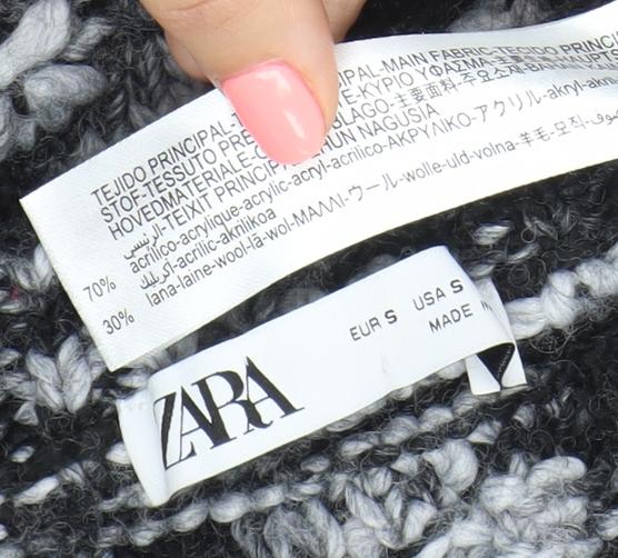 Zara Women’s Black Grey Knit Bodycon Dress Size 8 Sleeveless