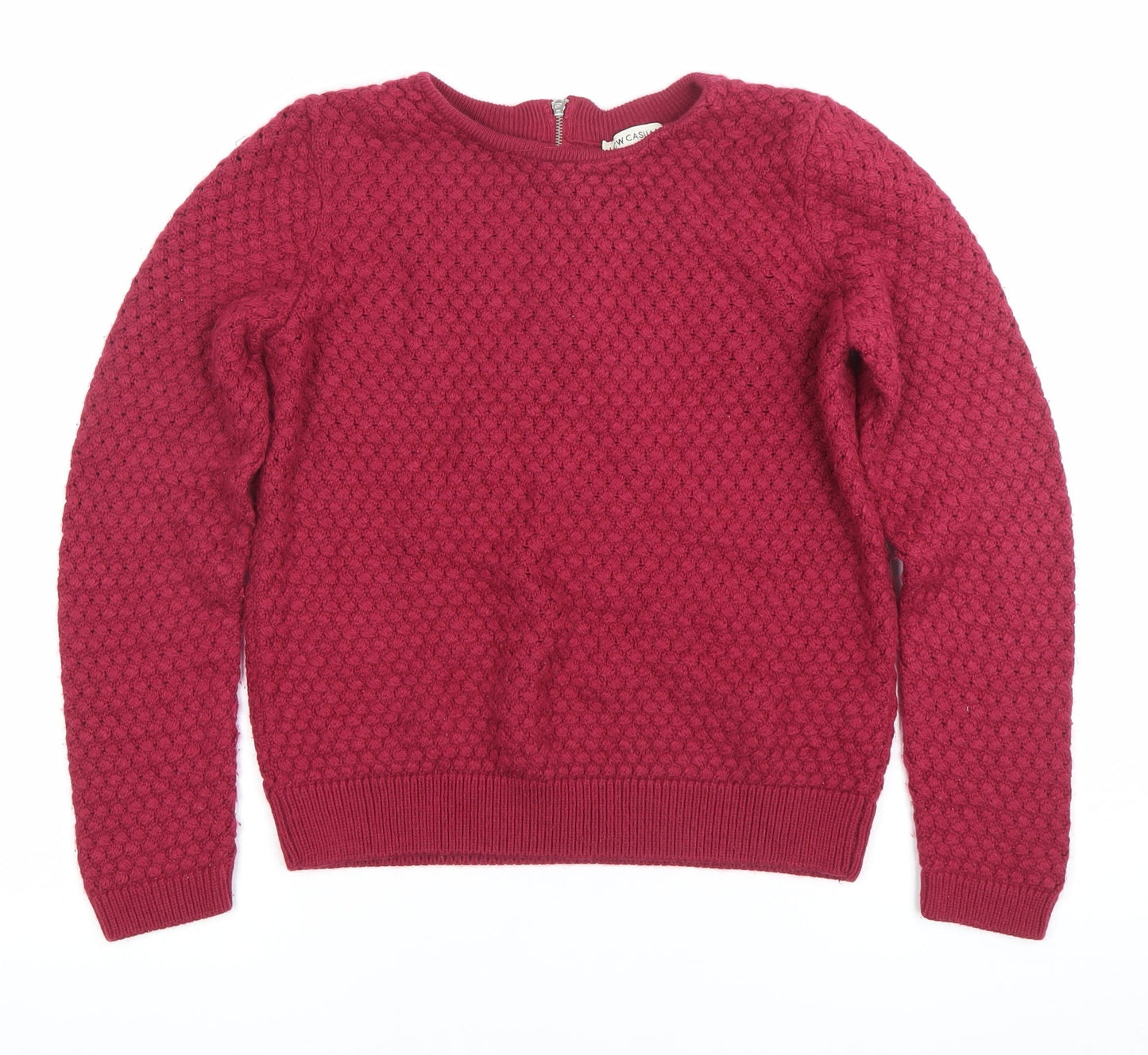 LCW Casual Womens Red Knit Pullover Jumper Size M Crew Neck