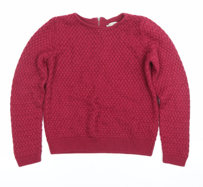 LCW Casual Womens Red Knit Pullover Jumper Size M Crew Neck