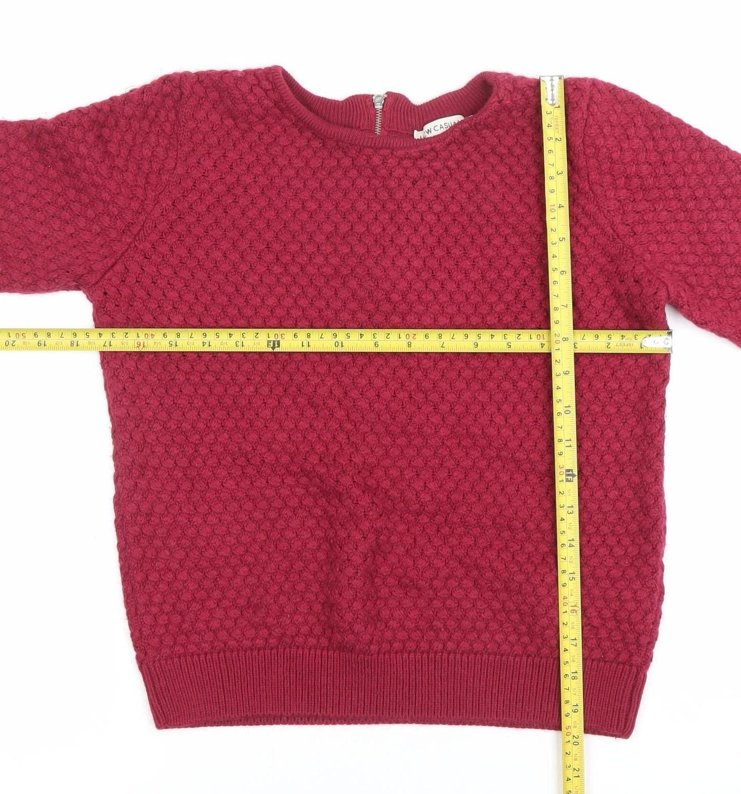 LCW Casual Womens Red Knit Pullover Jumper Size M Crew Neck
