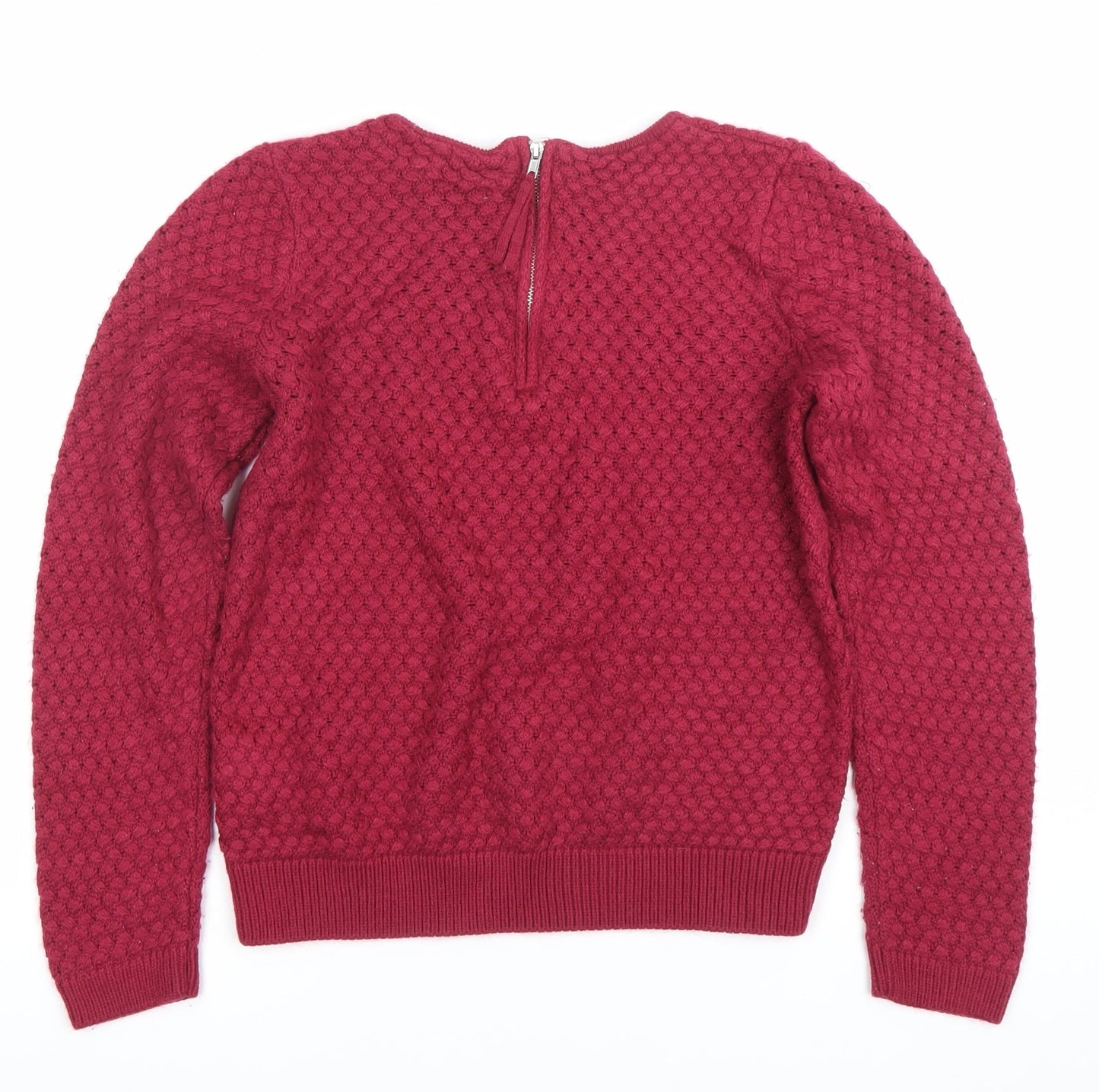 LCW Casual Womens Red Knit Pullover Jumper Size M Crew Neck