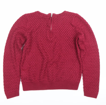 LCW Casual Womens Red Knit Pullover Jumper Size M Crew Neck