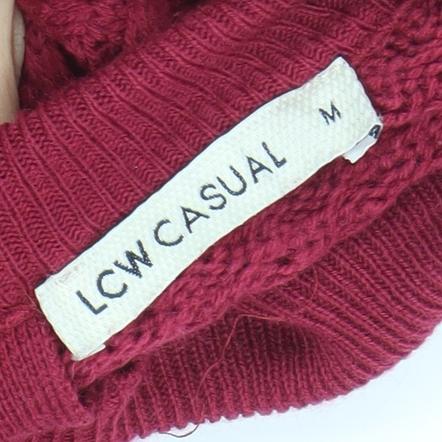 LCW Casual Womens Red Knit Pullover Jumper Size M Crew Neck