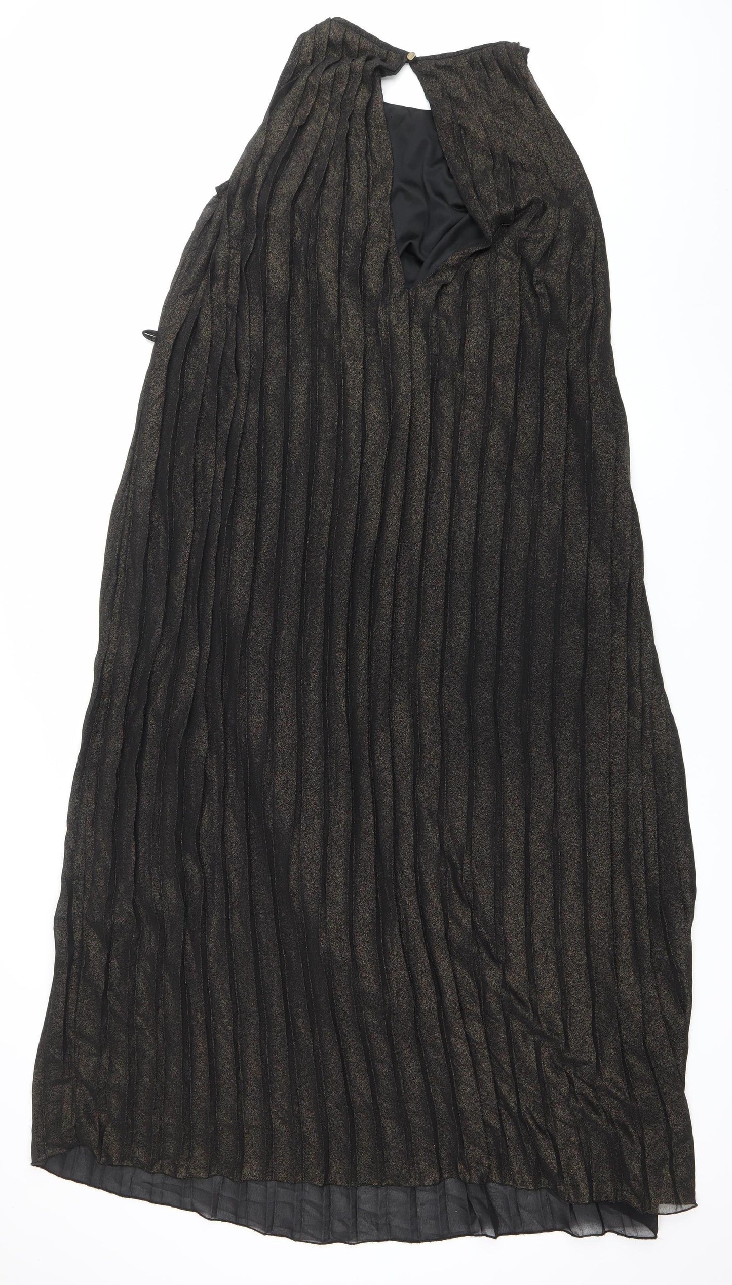 Rare London Women’s Black Glitter Pleated Maxi Dress Size 8