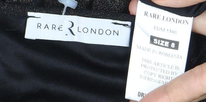 Rare London Women’s Black Glitter Pleated Maxi Dress Size 8
