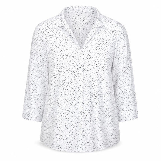 M&Co Womens White Polka Dot Button-Up Shirt Size 18 3/4 Sleeve