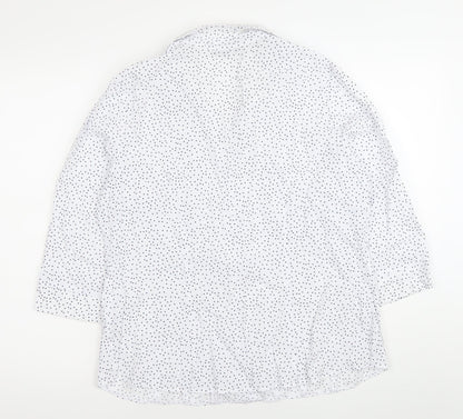 M&Co Womens White Polka Dot Button-Up Shirt Size 18 3/4 Sleeve