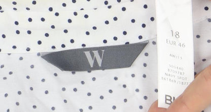 M&Co Womens White Polka Dot Button-Up Shirt Size 18 3/4 Sleeve