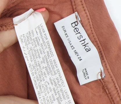 Bershka Women’s Brown XS A-Line Sleeveless Cotton Dress