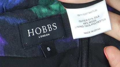 Hobbs Women’s Black Floral Sheath Dress Size 8 Silk Wool