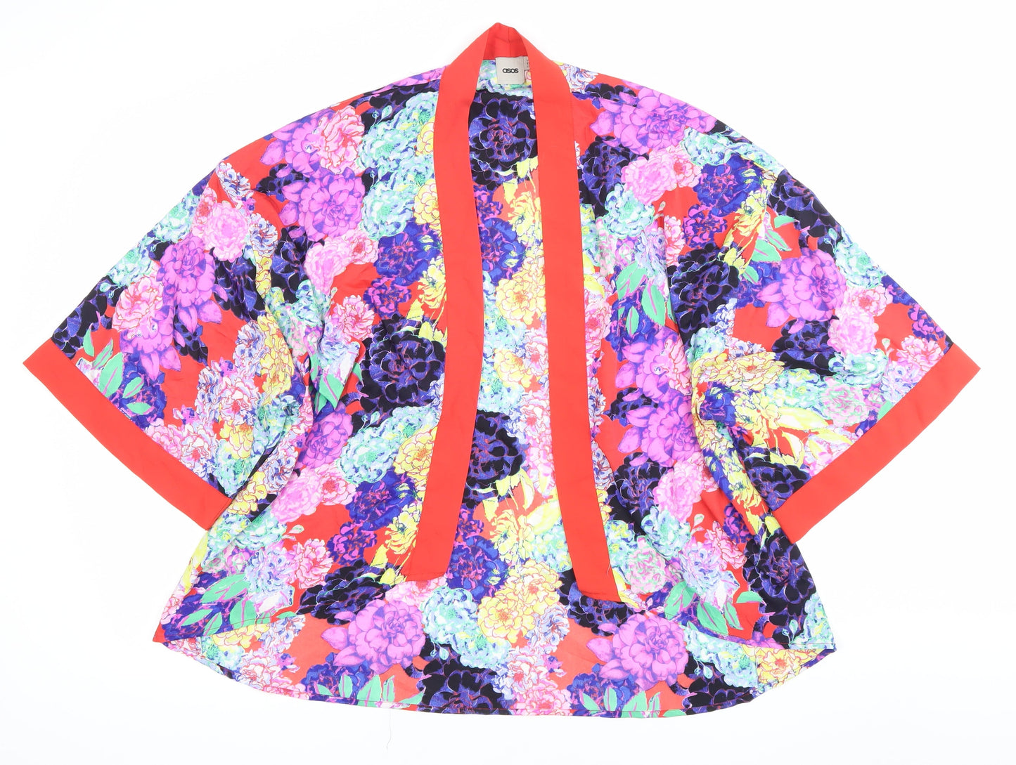 ASOS Womens Multicoloured Floral Kimono Sleeve Blouse UK 12
