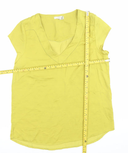 H&M Women’s Yellow V-Neck Short Sleeve Blouse Size 10