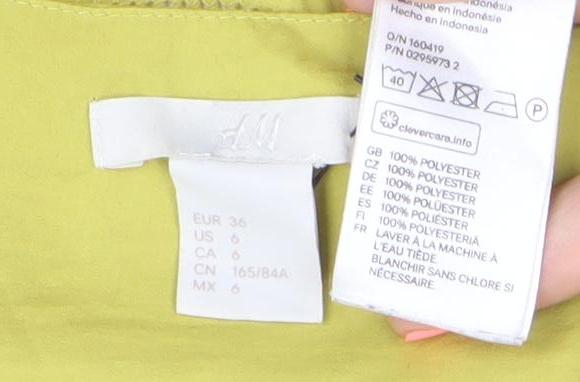 H&M Women’s Yellow V-Neck Short Sleeve Blouse Size 10