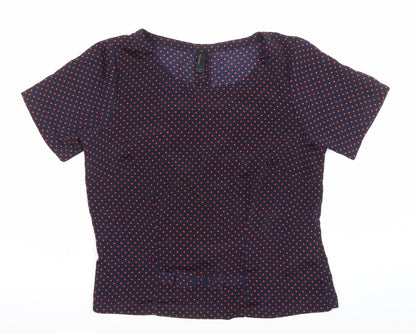 Vero Moda Women Blue Polka Dot Blouse Size S Short Sleeve